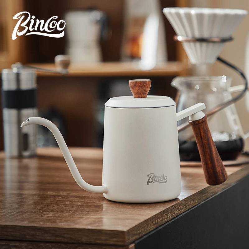 

Bincoo Coffee Pot Distributor Frothing Pitcher Jug Gooseneck Spout Stainless Steel Espresso Coffee Tea Milk Pot Kettle Can 600ml