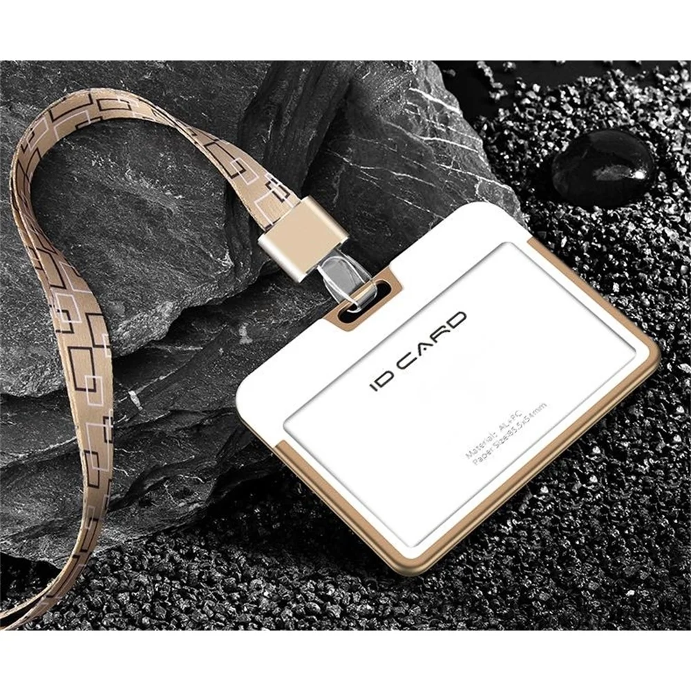 

Office Metal Name Card Badge Holders With Hook Lanyard