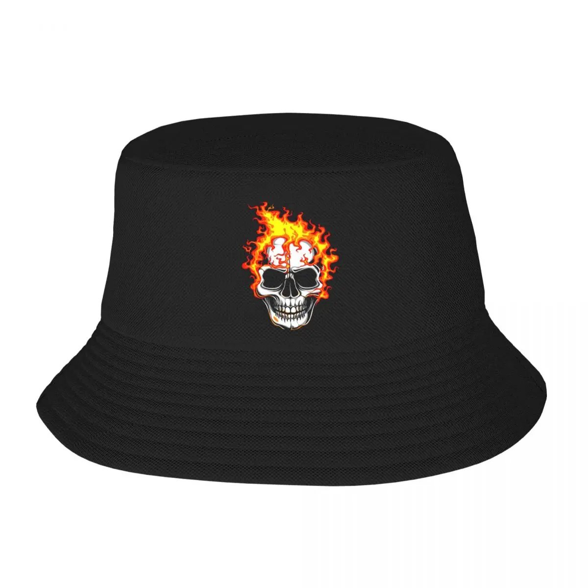 

Coolest Flame Skull Head Punk 2 Bucket Cap Summer Fisherman Caps Outdoor Sport Beach Sun Fishing Hat Funny Print Bob Panama Hat
