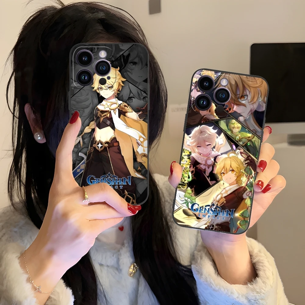 Ударопрочный чехол для мобильного телефона Genshin Aether iPhone 16 15 14 13 12 11 X XR XS 8 7 Pro Max Plus