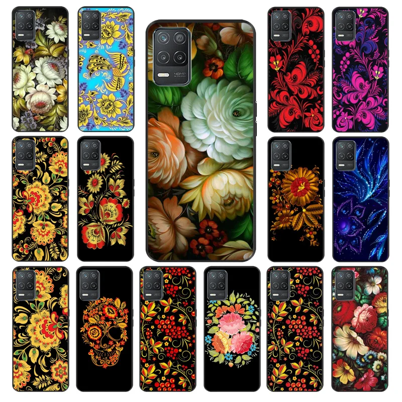 

Khokhloma Russia Flower PhoneCase for OPPO Realme 8 7 6 6i C3 C21 C21Y C11 X3 SuperZoom A94 A74 A91 A53S A54