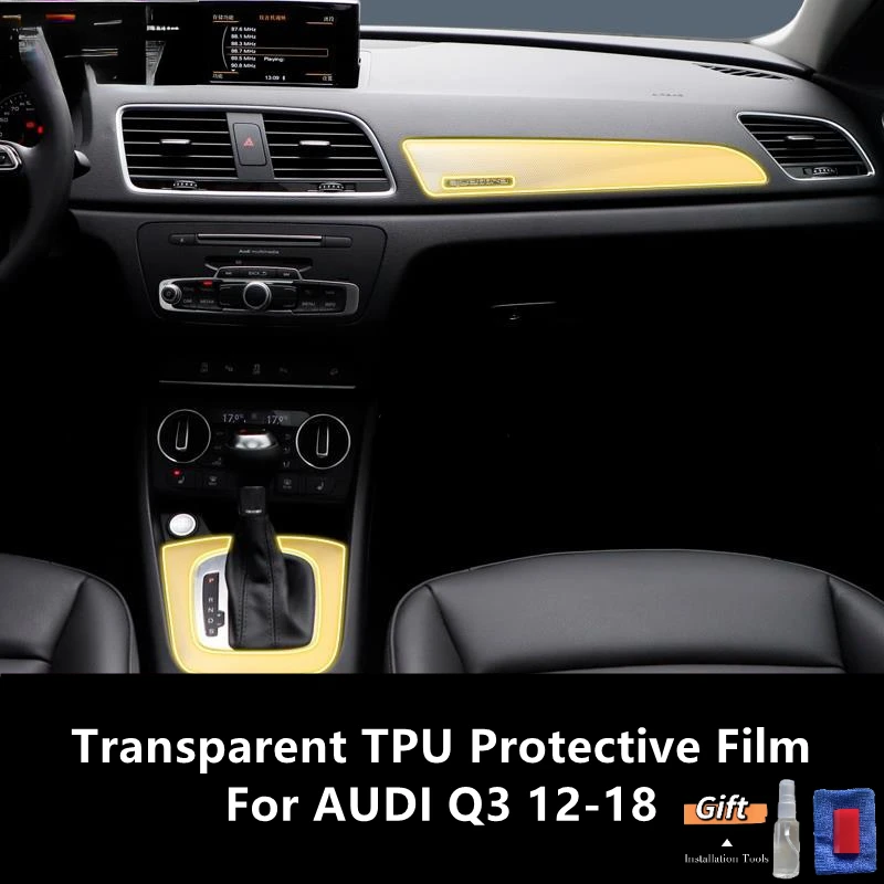 

For AUDI Q3 12-18 Car Interior Center Console Transparent TPU Protective Film Anti-scratch Repair Film Accessories Refit