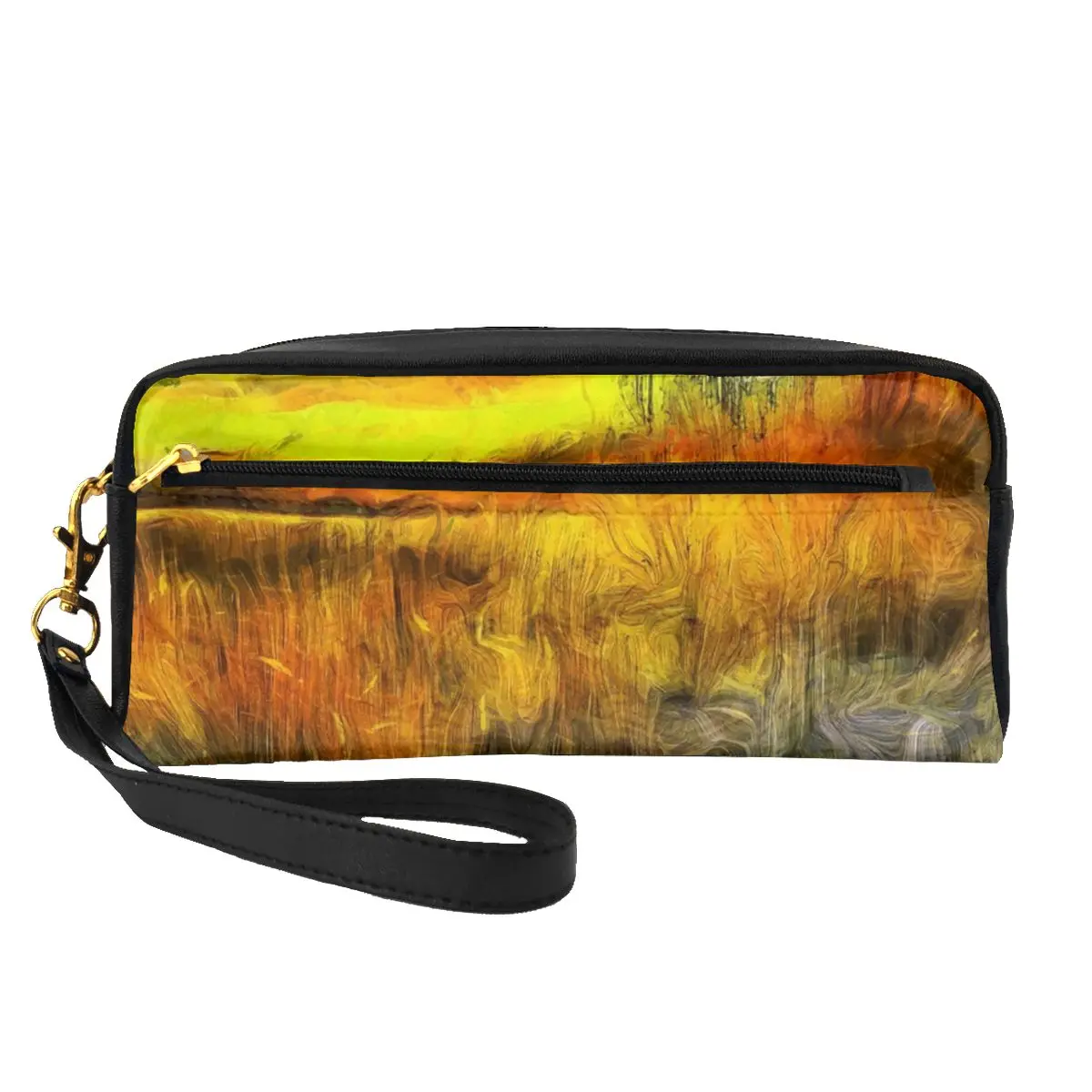 

Van Gogh Leather Storage Organizers The Sunset River Woman Makeup Pouch Multi-purpose Travel Cosmetic Bags