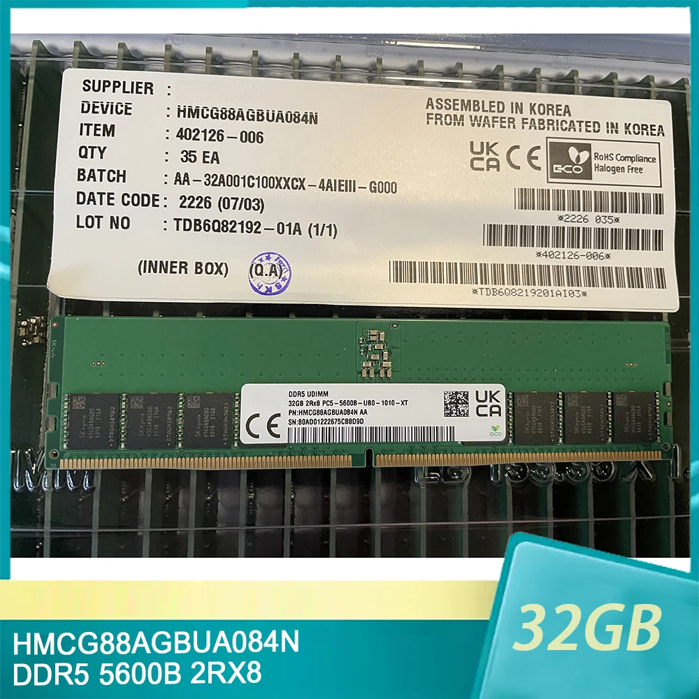 1 шт. Новая 32 ГБ HMCG88AGBUA084N DDR5 5600B 2RX8 ОЗУ для настольной памяти SK Hynix 5600