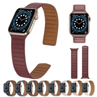 leather magnetic strap for apple watch series 7 45mm 41mm 6 5 4 se 44mm 40mm smart watch wristband for iwatch 3 2 42mm 38mm band
