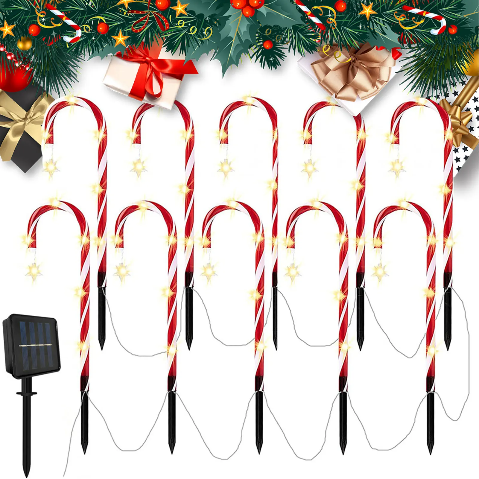 

Solar Candy Cane Lights Outdoor Pathway Markers Lights Outdoor Walkway Markers For Garden Patio Christmas Decorations
