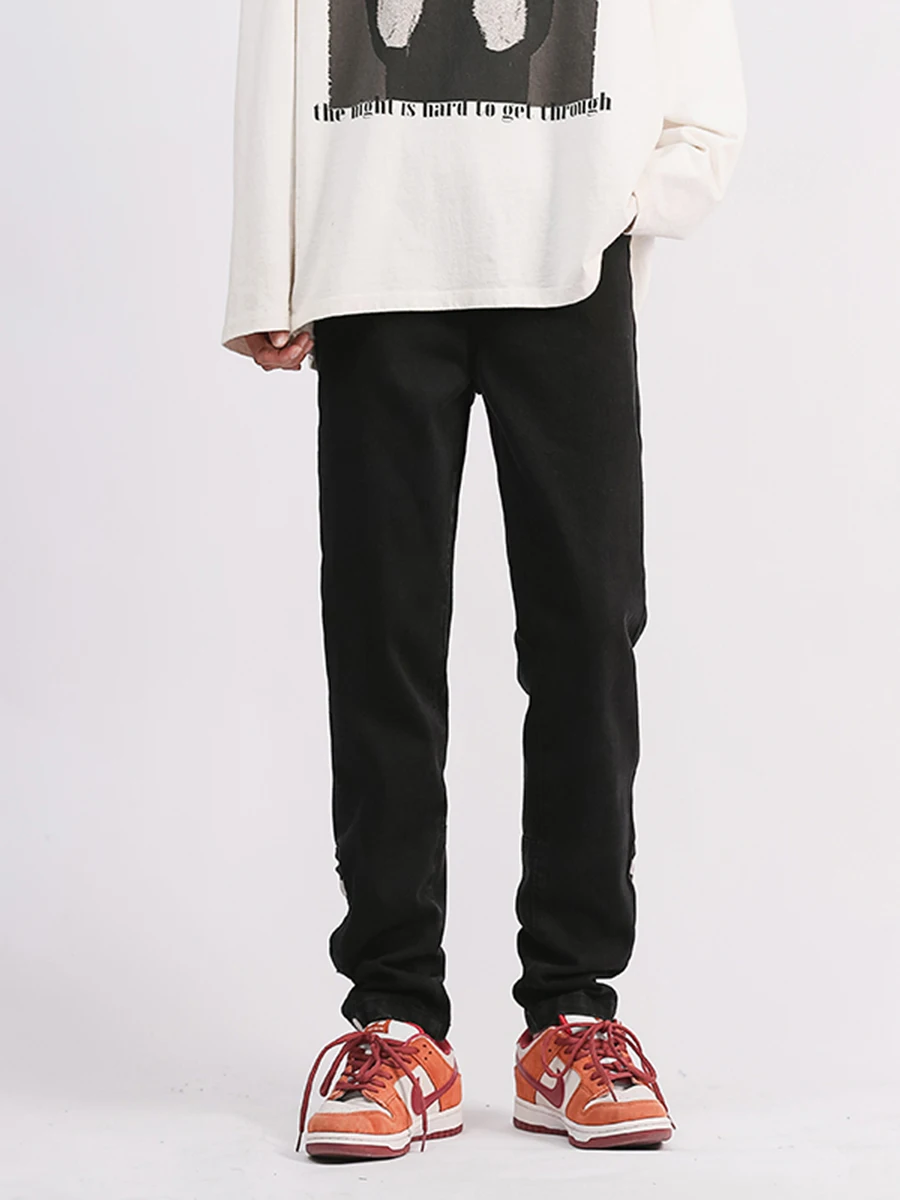 Vibe Single-breasted Micro Flare Pants Fashion Jeans Men American Hiphop Pants Simple Fall Sense Straight Pants Loose Street Men