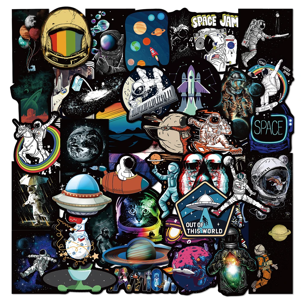 

10/30/50PCS Outer Space Astronaut Graffiti Stickers Cartoon DIY Skateboard Fridge Motorcycle Luggage PVC Waterproof Sticker Toy