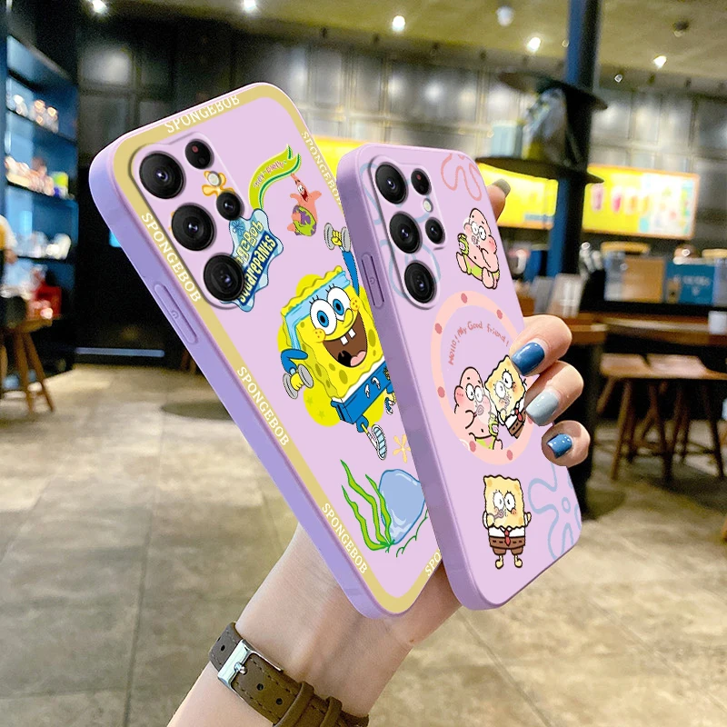 

Patrick SpongeBob Cartoon Phone Case For Samsung Galaxy S22 S21 S20 FE S10 Note 20 10 Plus Lite Ultra 5G Liquid Rope Cover