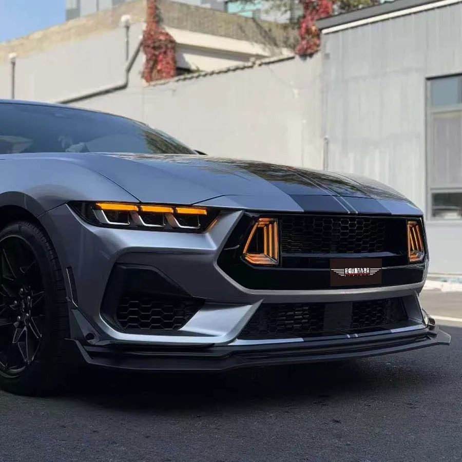 Фото Матовый черный передний разделитель для Ford Mustang Dark Horse S650 2.3T EcoBoost 2024, передний разделитель подбородка, автомобильные аксессуары, комплекты кузова №4