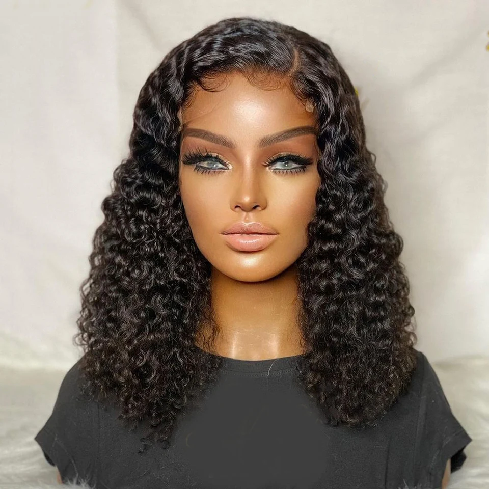 

180 Density 26inch Long Kinky Curly Soft Lace Front Wig For Women With Babyhair PrePlucked Deep Part Natural Black Cosplay Wig
