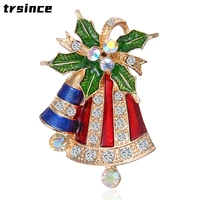 new fashion personality bell brooch christmas series rhinestone pins corsage badge holiday party clothing accessories jewelry