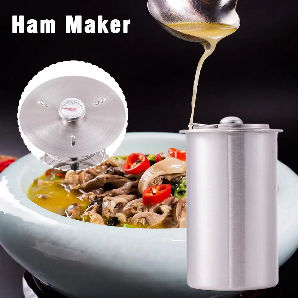 

304 Stainless Steel Ham Press Maker Machine Hamburger Making For Meat Poultry Cooked Tools With 100 Pcs Patty Papers Thermometer