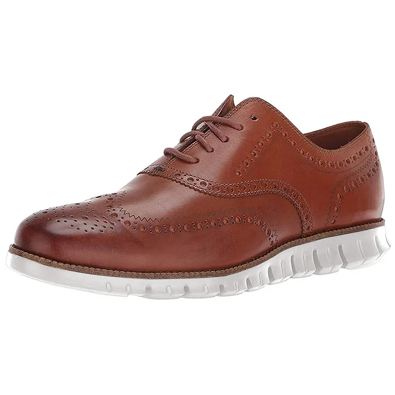 

Men Leather Shoes Men Hollow Sports Leather Shoes EvA Sole Lightweight Carved Oxford Shoes Outdoor Shock Absorbing Shoes