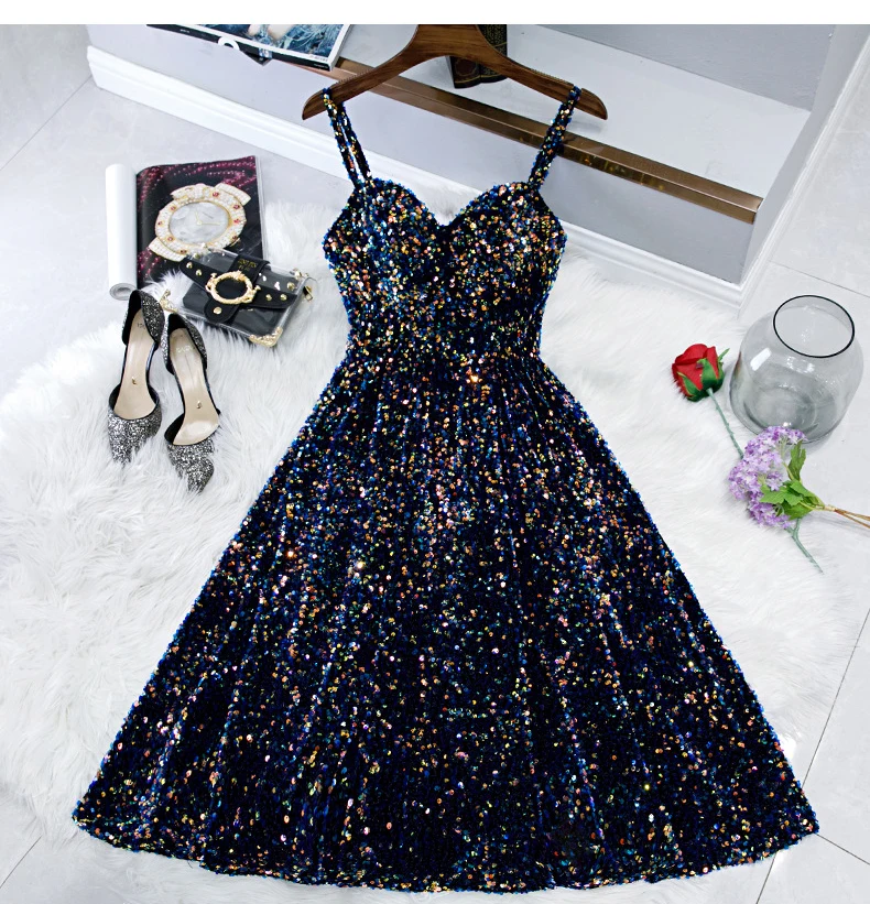 

Luxury Banquet Sequins Evening Dress A Line Sweetheart Straps Prom Party Gowns Bling Mini Cocktail Dresses Vestidos Elegantes