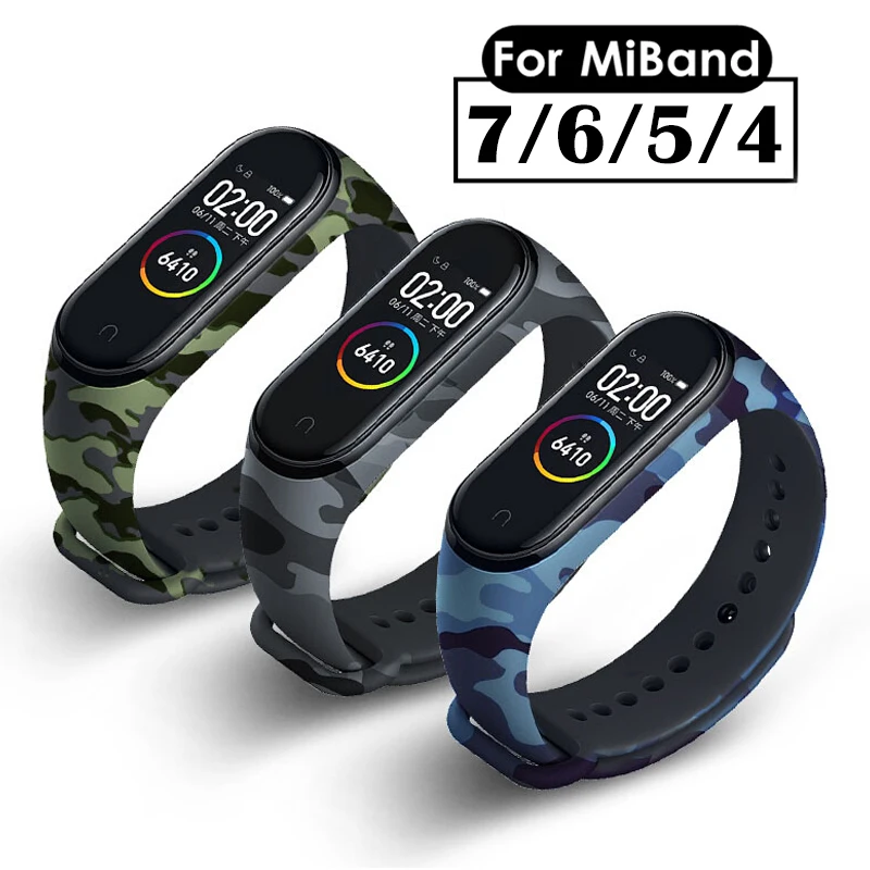

For Xiaom Miband 7 6 5 4 Camouflage Strap Replacement Wrist Strap Bracelet Silicone Wristband on Mi Band7 Smart Watch Wriststrap
