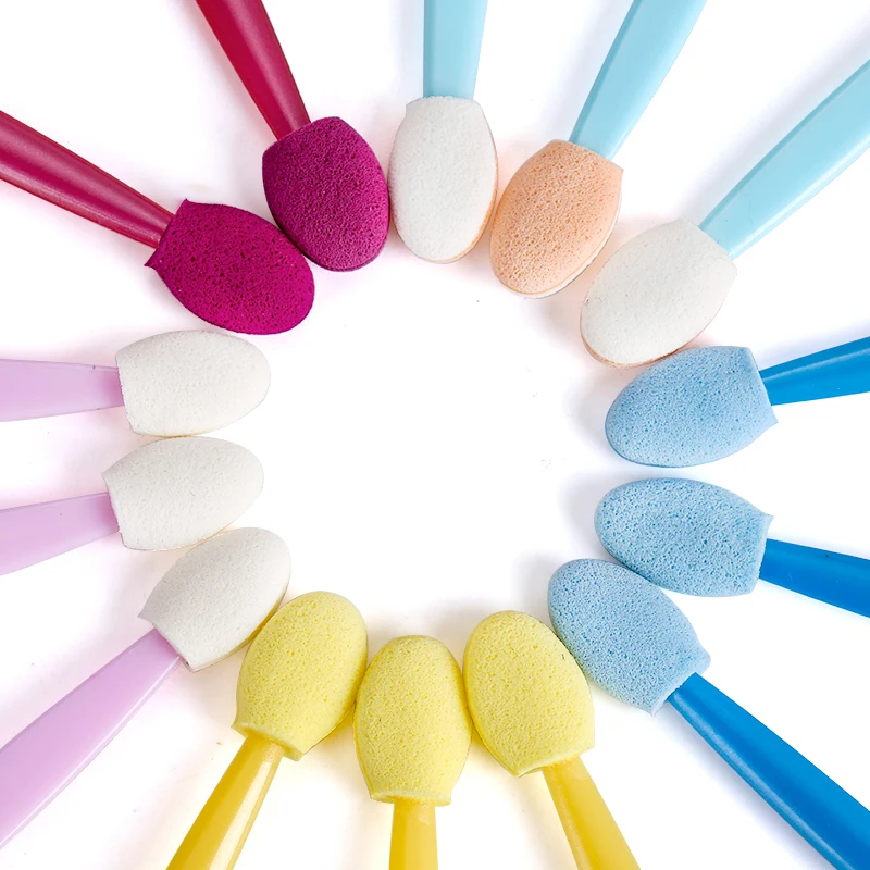 Wholesale Eyeshadow Applicator Pro Sponge Double Ended Portable Eye Shadow Brushes Nail Mirror Powder Brush Cosmetic Makeup Tool