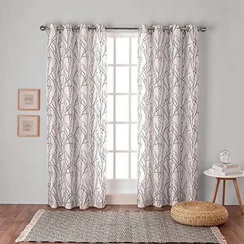 

Curtains Branches Linen Blend Grommet Top Curtain Panel Pair, 54x84, Natural