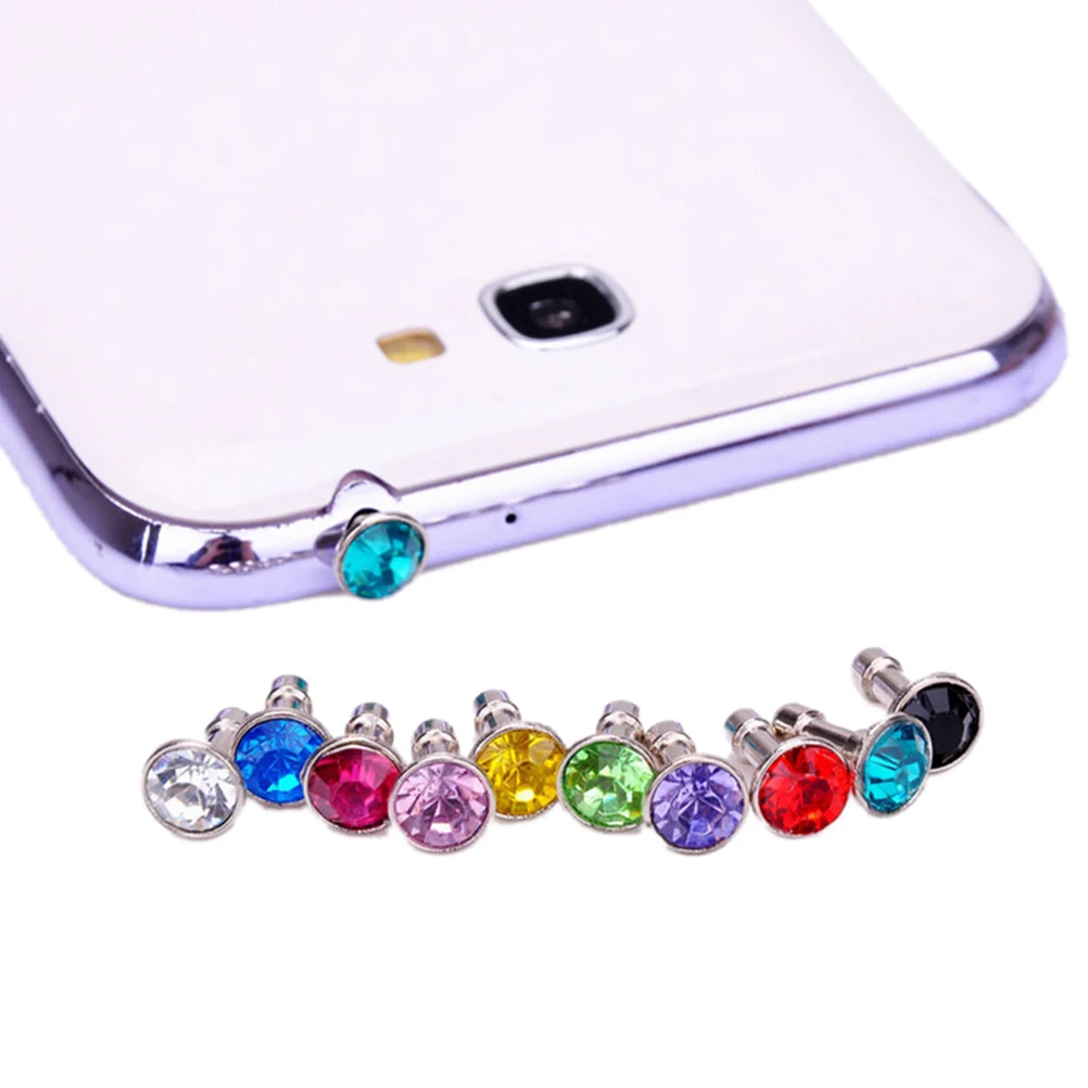 10pcs Universal 3.5mm Cell Phone Earphone Plug For IPhone 6 5s Samsung HTC Sony Headphone Jack Stopper Bling Dust Plug Hot Sale