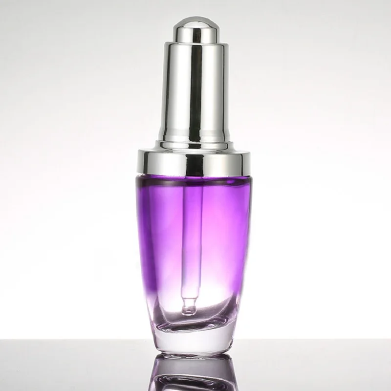 30ML purple glass bottle press dropper lotion emulsion essential oil spot removal moisture Cosmetic Packaging
