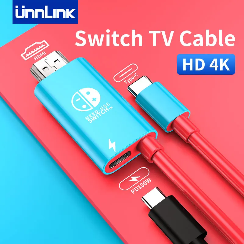 Unnlink переключатель ТВ-кабеля для Nintendo переключатель USB C на 4K 30 Гц HDMI с PD 100 Вт концентратор для Macbook Pro