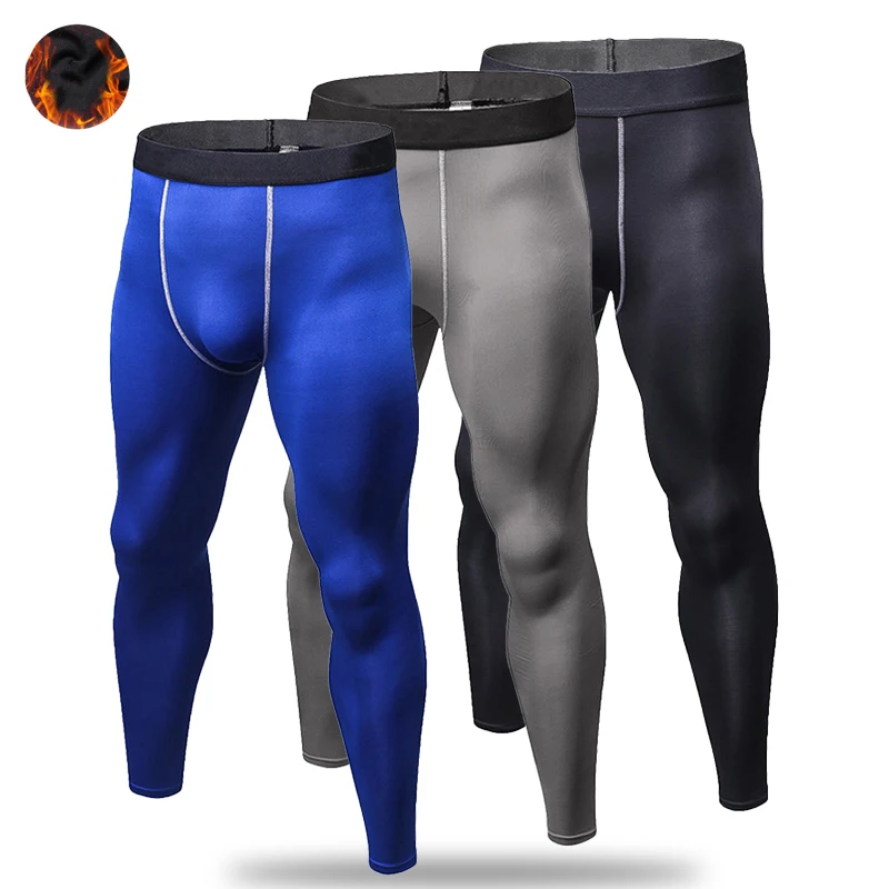 

Men Fleece Compression Trainning & Exercise Pants Workout Base Layer Tights Leggings Fitness Gym Quick Dry Trousers Custom Logo