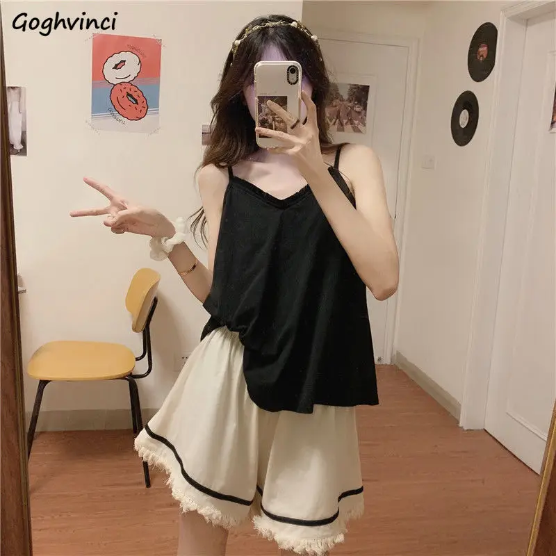 

Pajama Sets Women Simple Ins Popular Fashion New Arrival Korean Style All-match College Young Ladies Summer Thin Home Clothing