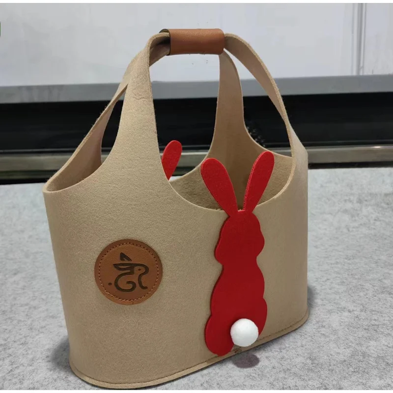 

Women's bag 2023 Trend Rabbit Felt Handbag Environmentally Friendly Reusable Wrist Bag Childlike Gift bag Summer Package