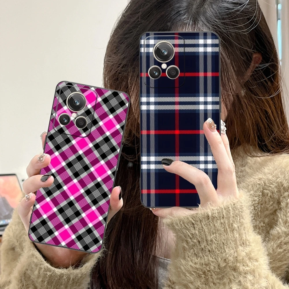 Lattice Grid Texture Mobile Cell Phone Case for Realme GT 2 9i 8i 7i Pro X50 X2 C35 C21 C20 C11 C3 Black Soft Cover Shell