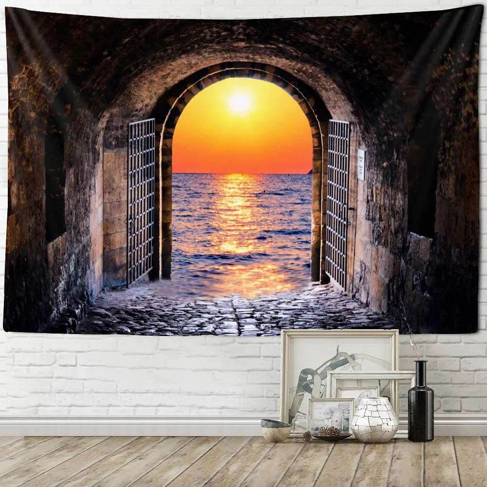 

Seascape Art Painting Big Tapestry Fantasy Stars Moon Home Wall Hanging Kawaii Fabric Wall Decor Bohemian Hippie Room Decor