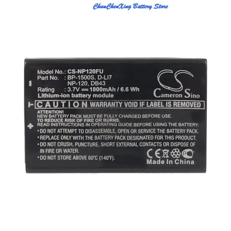 

Аккумулятор Cameron Sino 1800 мАч для RICOH Caplio 300G 500G 500SE G3 G3S GX8, для Insignia NS-DV111080F, для Toshiba Camileo X100 H30