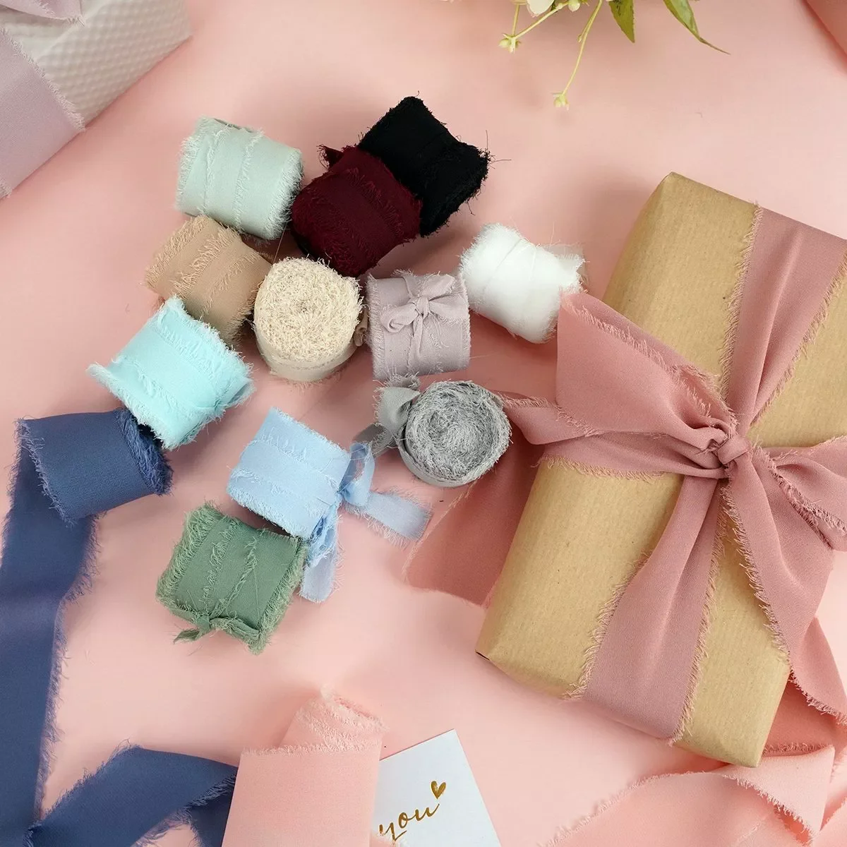 

4CM*5M Handmade Frayed Edged Wrinkle Chiffon Silk Ribbon For Wedding Invitation Wrapping Decor Sheer Fringe Craft Bridal Bouquet