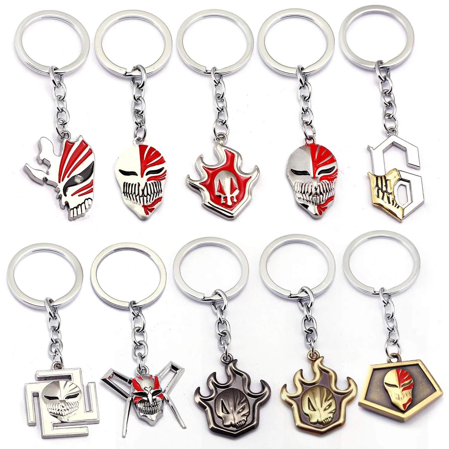 

20pcs Anime Bleach Keychain Cosplay Kurosaki Mask Ichigo Pendant Key Holder Chain Ring Men Fashion Jewelry Souvenirs Accessories