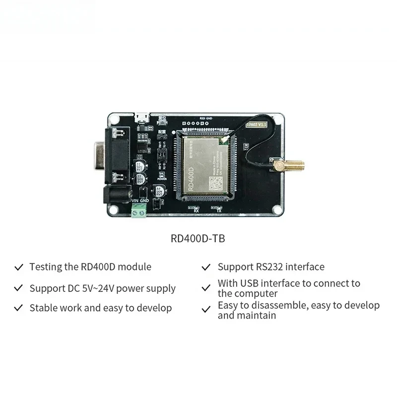 Фото RD400D-TB 30 дБм 5,6 км, простой в разработке, с USB-интерфейсом, комплект тестовой платы радиомодуля для передачи данных, 410-470 МГц, RS232 №2
