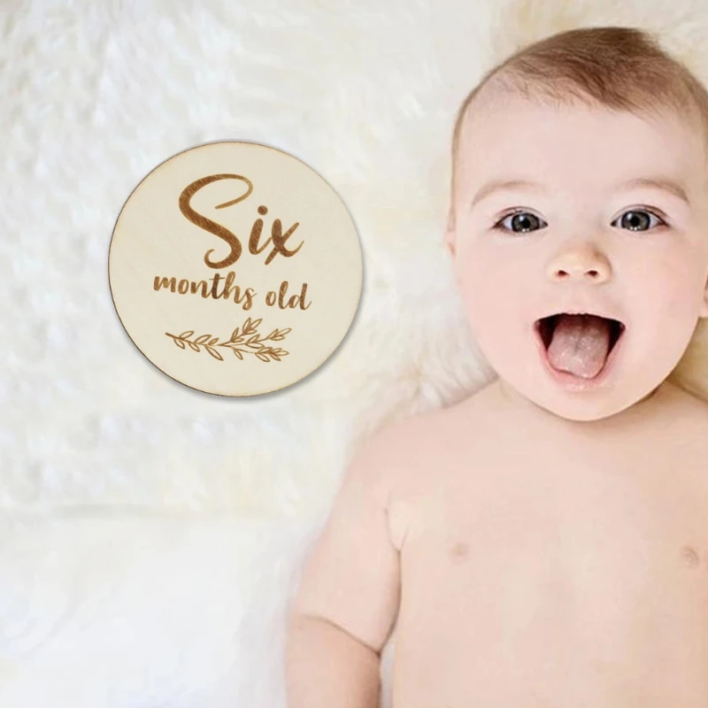 

6 Pcs Baby Monthly Wooden Cards Newborn Shower Gifts Sets Monthly Milestone Card