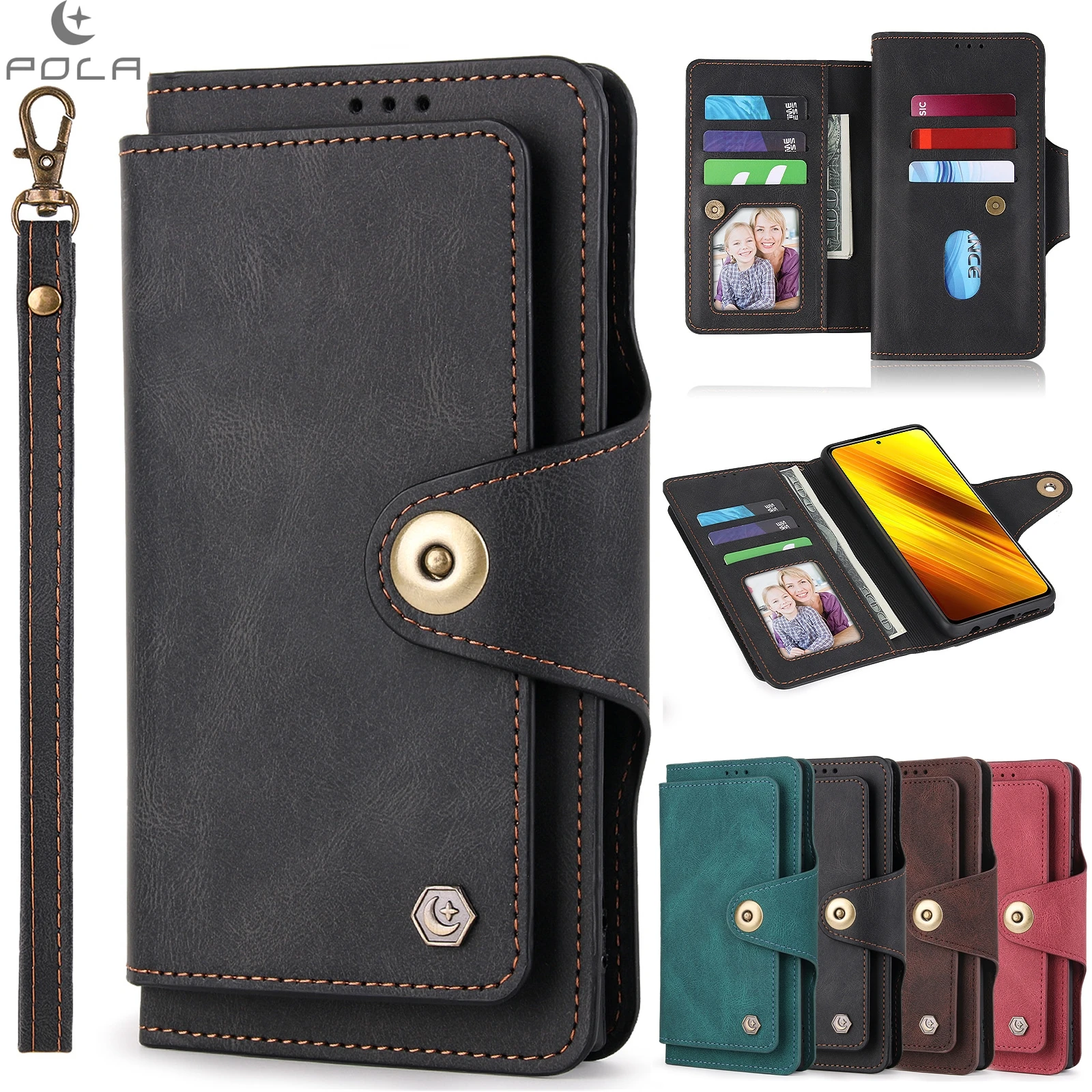 

Кожаный чехол-книжка с бумажником для Mi Poco M4 X4 Pro X3 F3 NFC XiaoMi 12 11T RedMi Note 11 11S 10 10S Pro