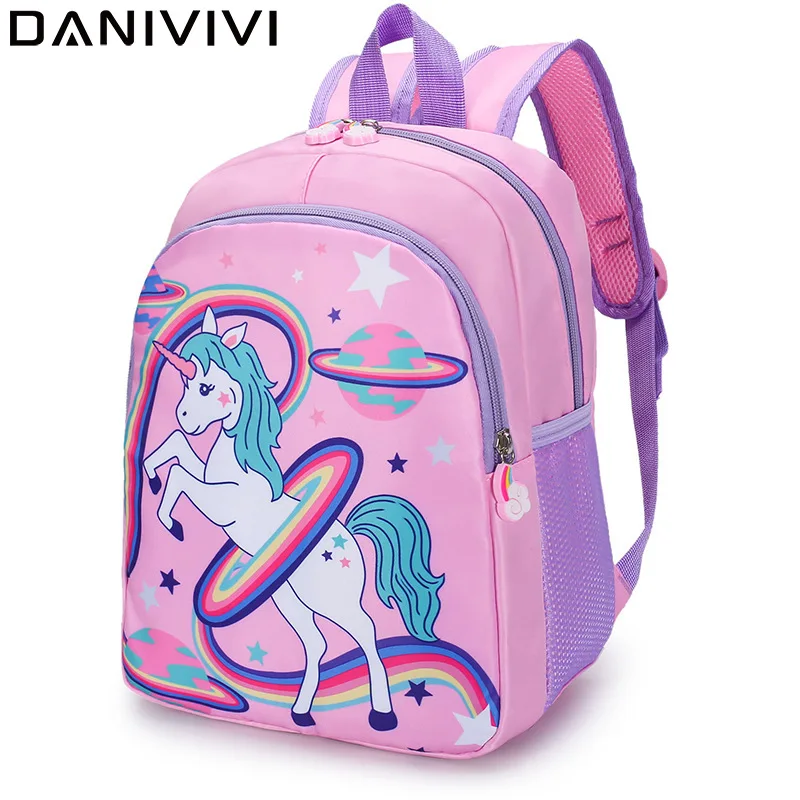 

Школьный ранец с единорогом для детей, детский рюкзак на двойном плечо, водонепроницаемые Модные большие портфели для книг с мультипликаци...