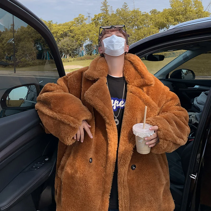 Teddy coat short lamb wool loose thickened coat men's large warm cotton coat b288-mj601-p155