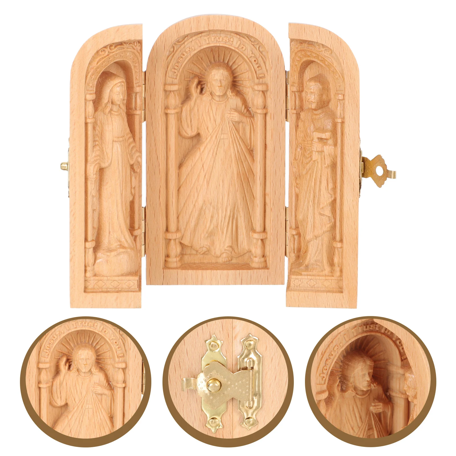 

Religious Ornaments Wood Craft Figurine Home Accents Decor Catholic Statues Small Office Desk Decorations Outdoor