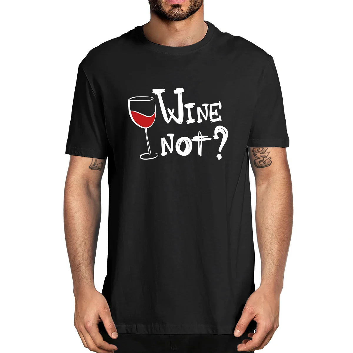 

Wine Not  Funny Wine Glass Print100% Cotton Summer Men's Novelty Oversized T-Shirt Women Casual Streetwear EU Size Soft Tee
