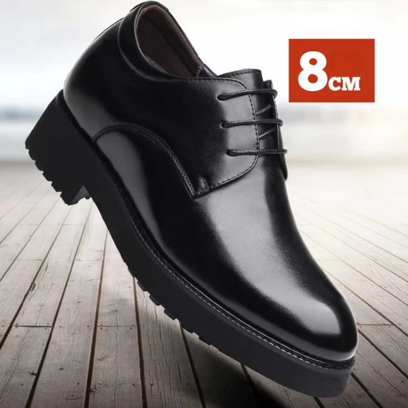 

Туфли мужские из натуральной кожи, увеличивающие рост, 8 см, броги, обувь для свадьбы, Формальные