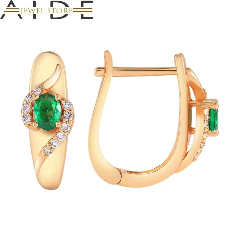 

Aide 925 Sterling Silver Stud Earrings Green Cubic Zirconia Earrings For Women Girls Piercing Pendientes Fine Wedding Jewelry