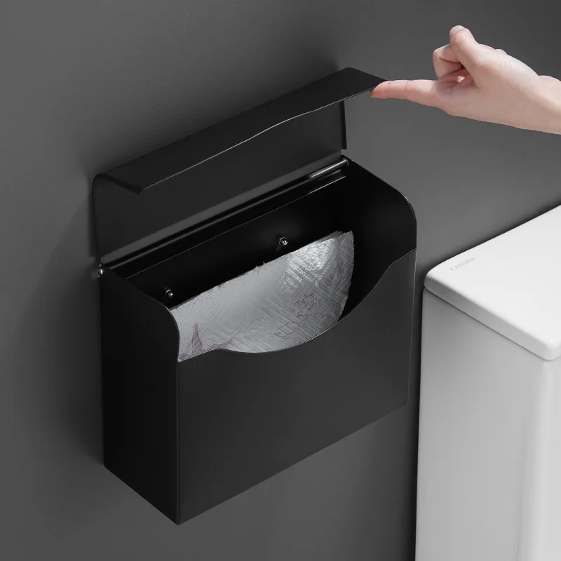 

Bathroom Hardware Accessory Set Aluminum Towel Rack Paper/Toilet Brush Holder Tissue Box Corner Shelf Hooks Nail Punched Black