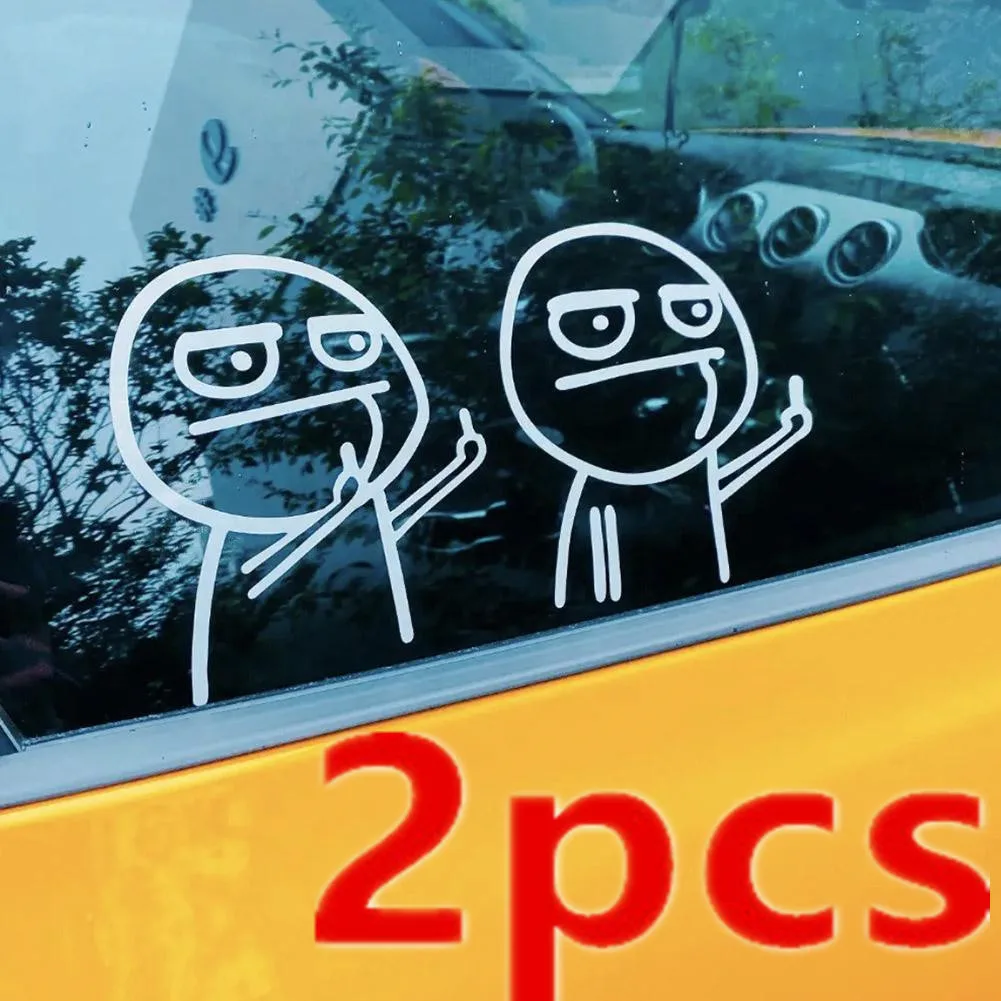 2Pcs Car Sticker Taunt Despise JDM Funny Middle Finger Personality Cartoon Creativity Body Sticker Firm Car Sticker Humorous