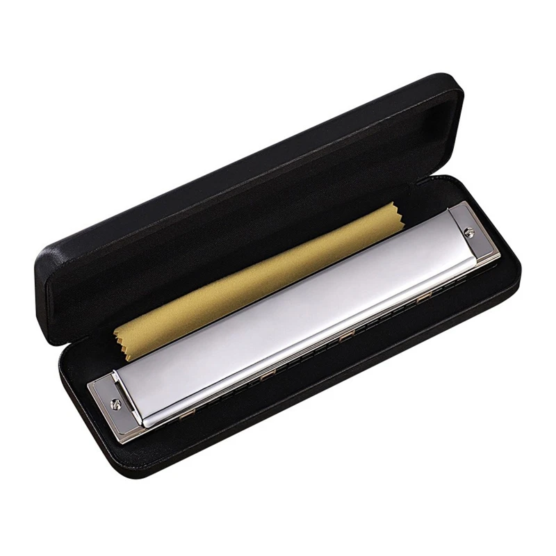 

Harmonica Harp Harmonica Key of C 24 Holes Polyphony Organ Diatonic Mouth with Case for Blues Folk Jazz Pop
