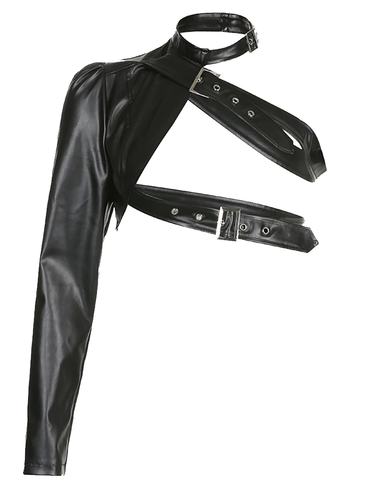 Lautaro Весенний укороченный топ асимметричной формы с длинным рукавом на одно