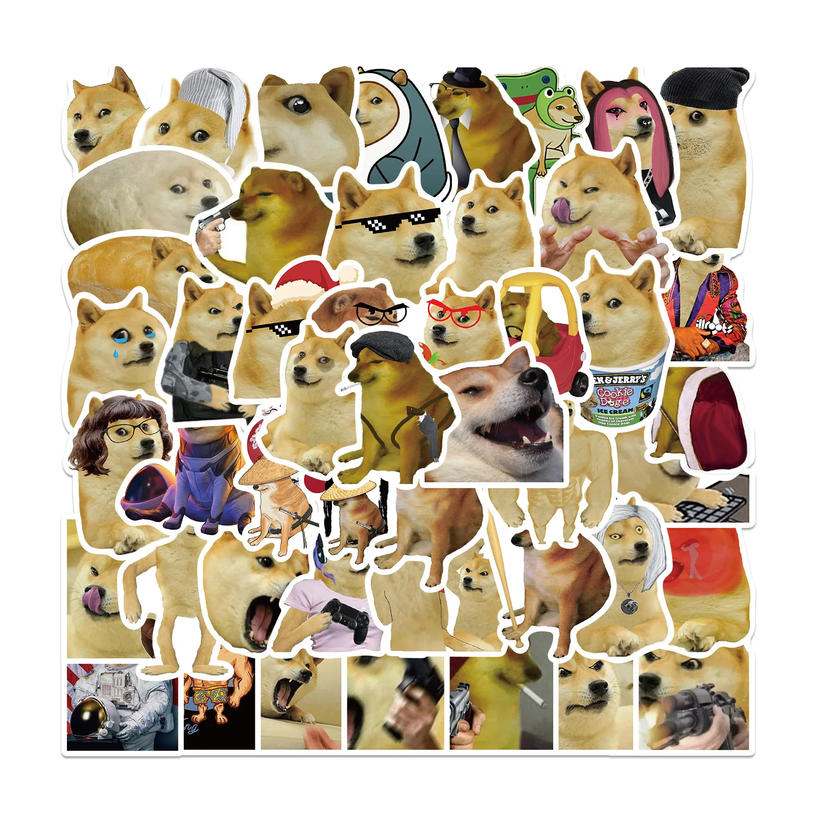 

50pcs Funny Dog Meme Graffiti Stickers For Bike Luggage DIY Waterproof Cartoon Fridge Phone Car Styling Decal Sticker