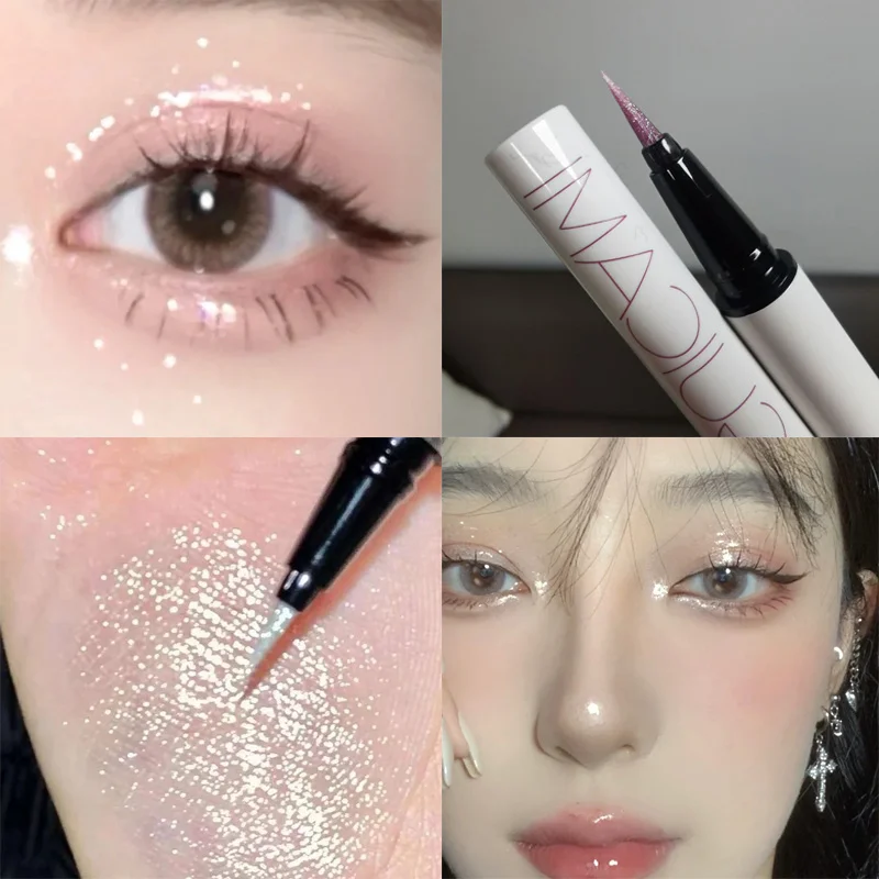 

Diamond Glitter Eyeshadow Pencil Highlighter Makeup 4 Colors Lasting Lying Silkworm Pink Rose Brighten Face Liquid Eyeliner Pen