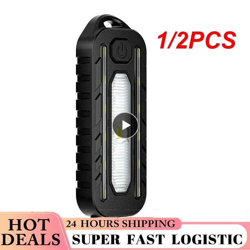 

1/2PCS C-type Rechargeable Tail Lamp Led Portable Flashlight Waterproof Emergency Flashlamp Cycling Running Riding
