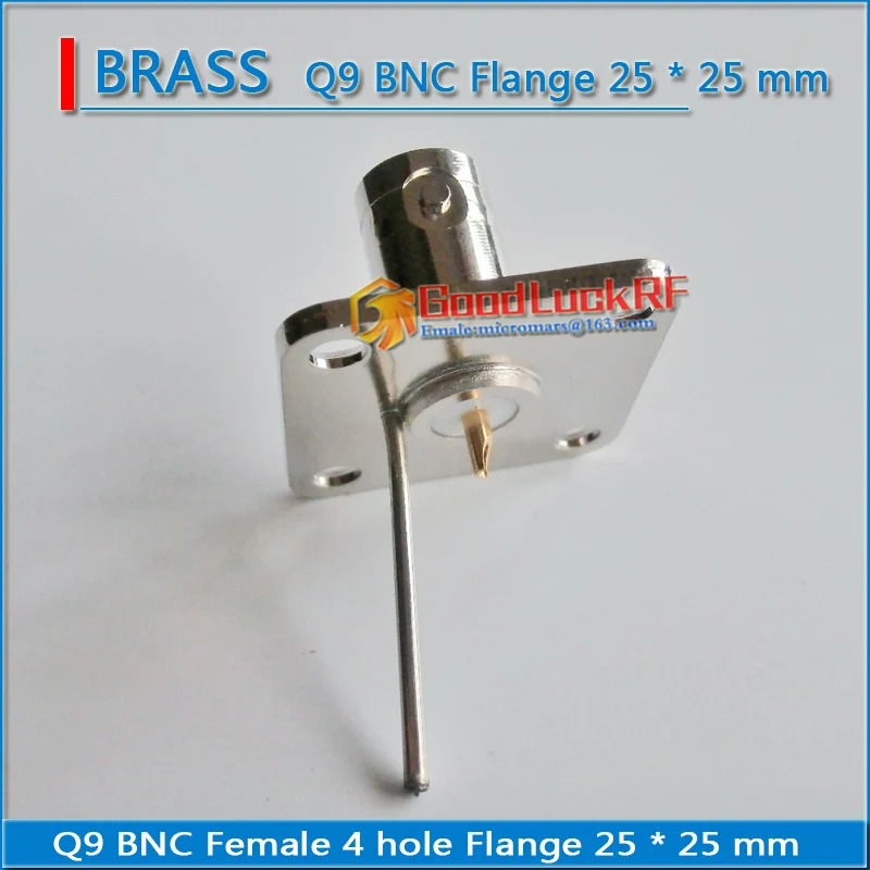 

RF BNC Q9 Connector Socket BNC Female Plug 4 Hole Flange Panel Mount solder cup With Wire 25 * 25 mm Brass RF Coax Adapters